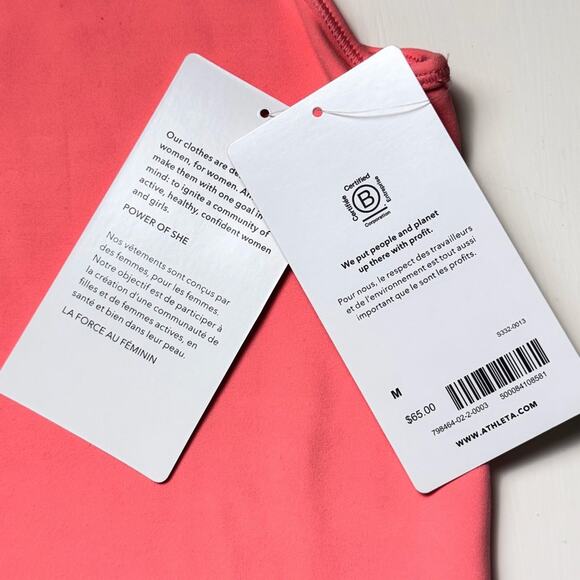 Athleta Pink Fitted Athletic Sporty Workout Tank Top Sz M NWT - Picture 9 of 9